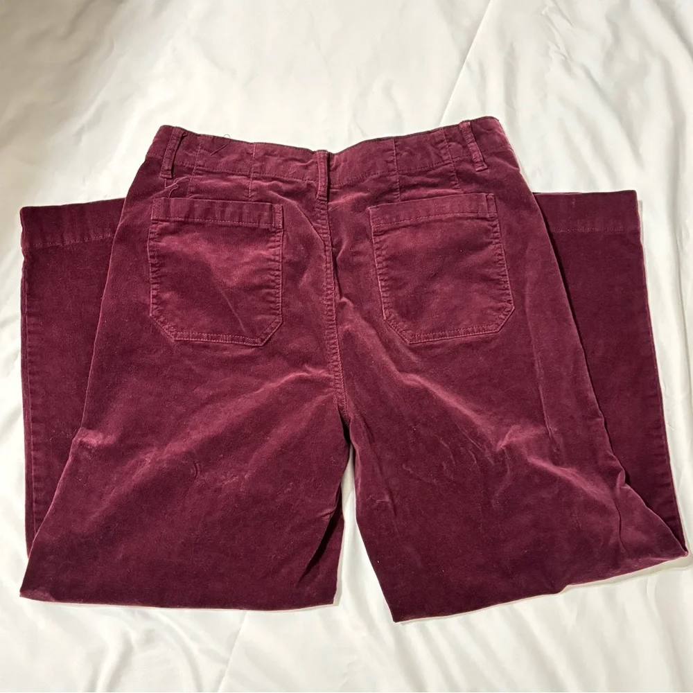 Code Bleu Maroon Corduroy Trousers Like New Size 12 Wide Leg Cropped - Picture 2 of 5